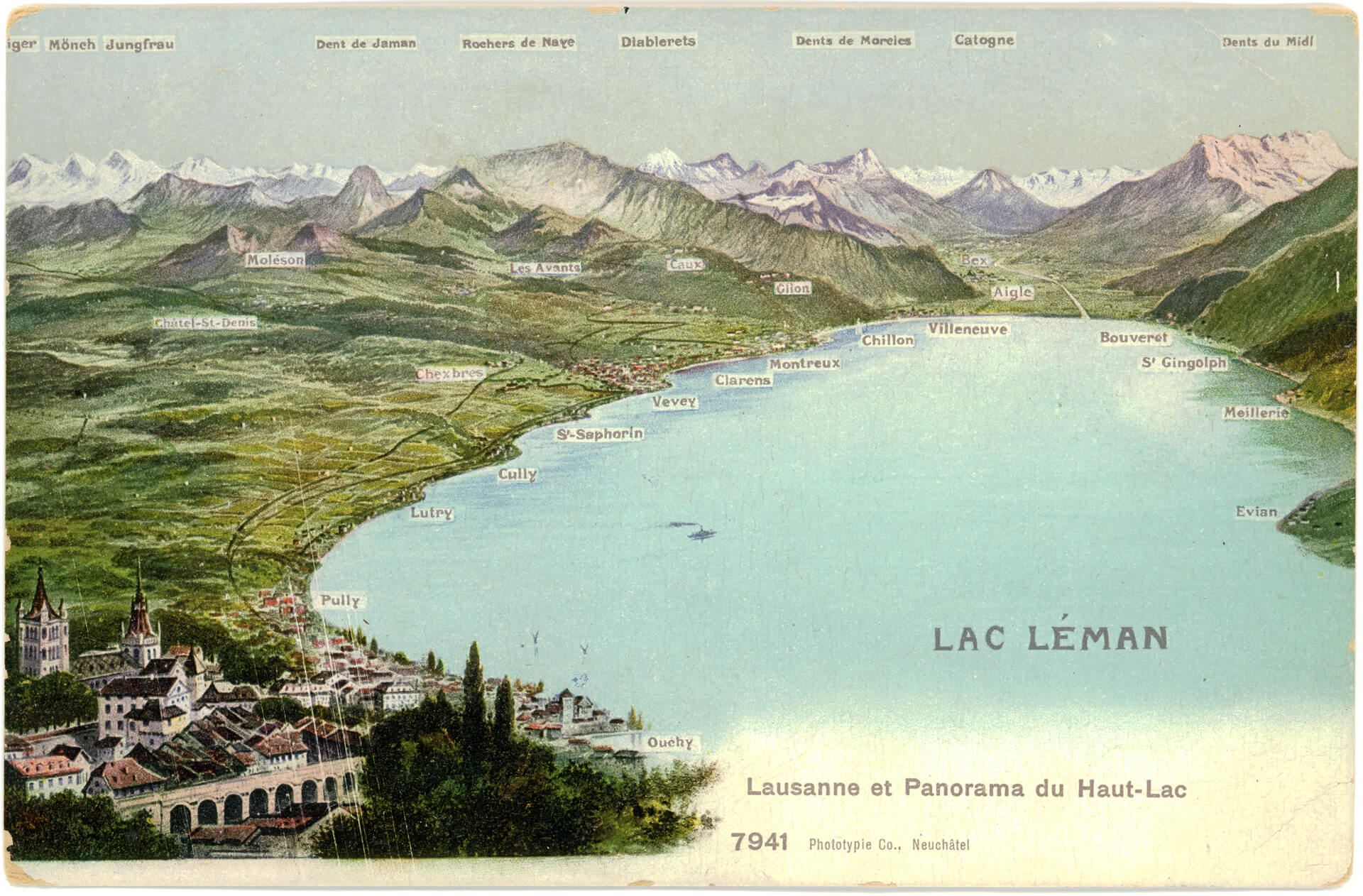 Luftpanorama des Genfer Sees und Lausanne